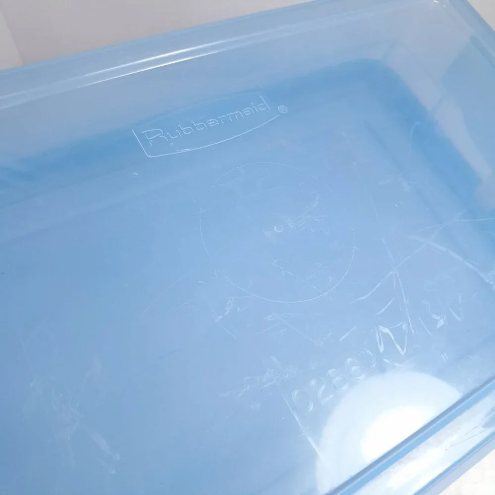 Vintage‎ Rubbermaid 0286 Storage Box Blue clear Container Plastic Snap Shut Lid